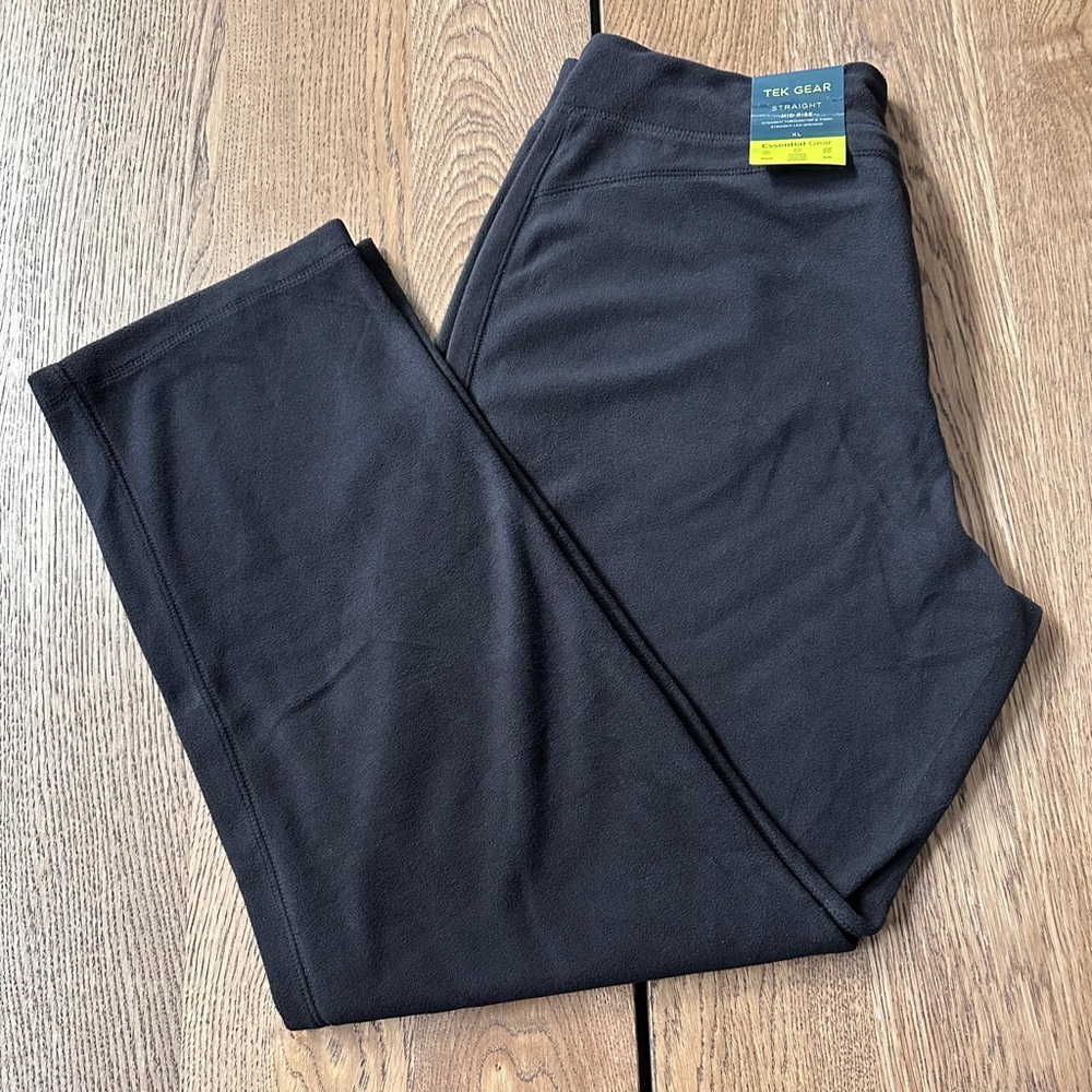 NWOT Tek Gear Fleece Black Straight Mid-Rise Pants XL - Picture 3 of 11